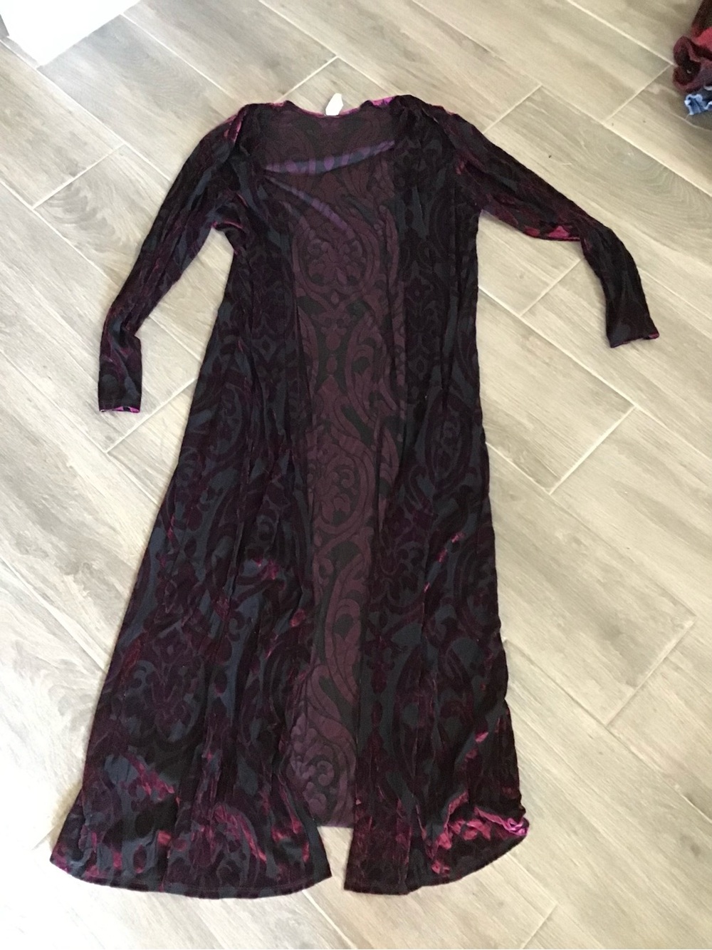 Mauve & Black Burnout Velvet Cardigan by Now & Forever